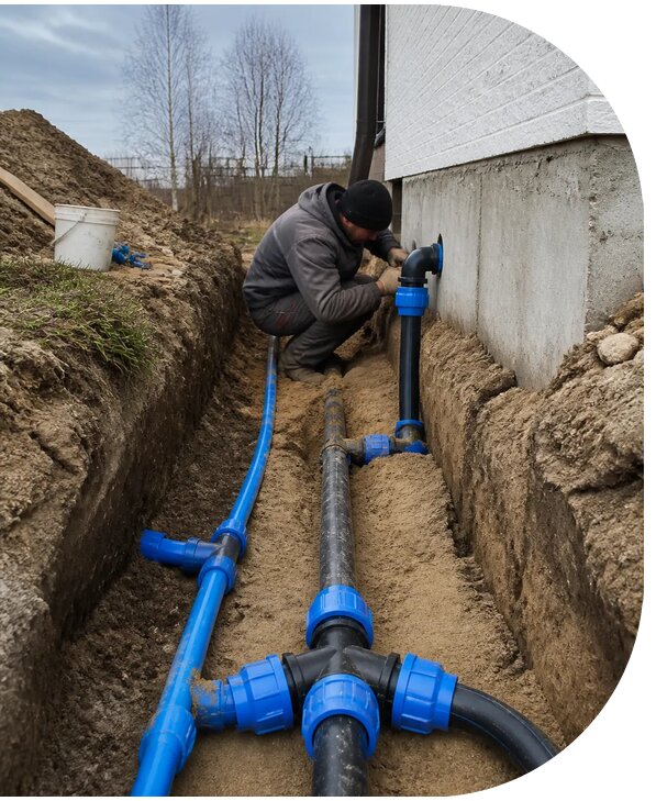 Монтаж наружного водопровода на участке под ключ в Зеленодольске